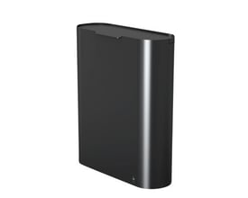 Vinklet view af DAN Dryer Hygiejneboks Björk, 12 liter, sort, med fokus på dens væghængte design og afrundede kanter.