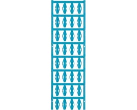 Weidmüller SlimFix SFX ledningsmærker i blå Wemid viser et ark med 24 mærker i rækker.