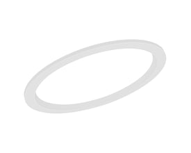 Hvid Ledvance Downlight Comfort udvidelsesring på 240 mm, vist skråt med sin brede, runde ringform.