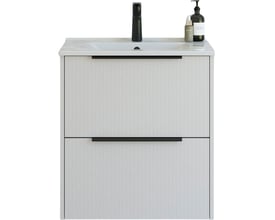 Dansani Mido+ Classic møbelpakke, 61 cm, med to skuffer i sand mat finish og sort vandhane.