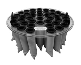 Kanalfilter med 440 mm diameter og 200 mm højde, designet til Ronda 2600H ventilator.
