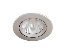 Enkelt Philips Sparkle indbygningsspot vist tæt på, med mat krom ramme og facetslebet glas.