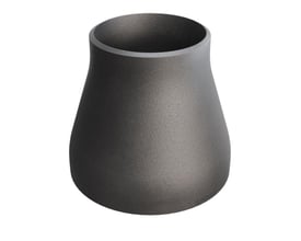 Koncentrisk reduktion i P235GH stål, 114,3/3,6 x 76,1/2,9 mm, med ensartet grå overflade på hvid baggrund.