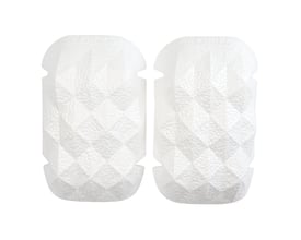 FE Engel Shockproof knæpuder i hvid med et diamantmønster på ydersiden, designet til optimal beskyttelse og komfort.