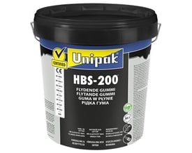 Sort Unipak HBS-200 beholder på 5 liter med låg og metalhåndtag, vist forfra med produktetiketten synlig.