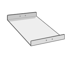Wibe Samling W7, 40 x 100mm, fremstillet af Zinkpox materiale, vist med skruehuller på en hvid baggrund.