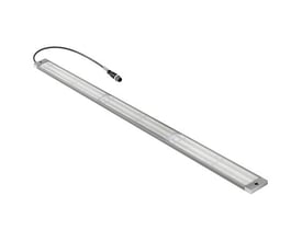 Weidmüller LED lysarmatur WIL-655-W-M12G-0.3U-S i anodiseret aluminium med kabel og M12 stik, 655x40x8mm.