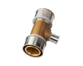 Roth MS-tee muffe i messing med rustfri stålbeklædning, 63x40x63 mm, til Roth Alu-LaserPlus systemet.