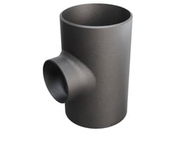 En grå tee lavet af p235gh stål med dimensioner på 219,1/6,3 x 139,7/4 mm.