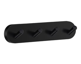 Smedbo Home firekrog i matsort messing med fire diskrete kroge og en bredde på 178 mm.