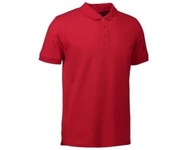 ID Identity klassisk rød poloshirt i str. 2XL med stretch og forbedret pasform, vist frem.