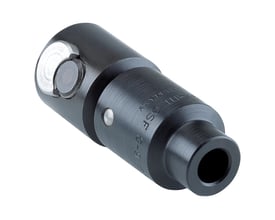 Sort Røhm Gevindpatron GSF 3-9 mm med 1/2x20 gevind, fremstillet i Tyskland. Den har en mekanisk funktion med en lille låsering synlig for enden.