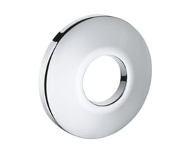 Blank krom Grohe roset med en glat, reflekterende overflade og en rund åbning i midten.