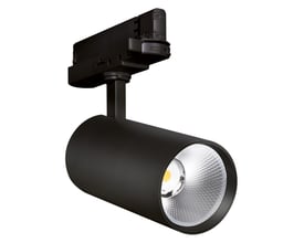 Sort Ledvance Tracklight Spot XR skinnespot med cylindrisk lampehoved, reflektor og 3-faset skinneadapter, 20 W.