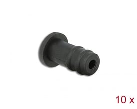 En sort Delock støvhætte til 3.5 mm stereo jack hun-port, vist isoleret på hvid baggrund med "10 x" mærkat.