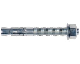 Fischer FBN II betonanker M6x55mm, elforzinket, med møtrik og skive, viser den ekspanderende kilekonstruktion for optimal bæreevne.