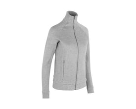 ID Identity dame cardigan i grå melange, str. M, med lynlås og sidelommer i kraftig ribkvalitet.