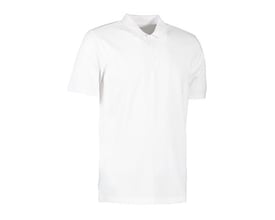 ID Identity økologisk poloshirt i hvid, størrelse 3XL, fremstillet i blød piquékvalitet med 3-knaps stolpelukning.