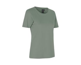 ID Identity T-shirt Pro dame i støvet grøn, størrelse XS, med rund hals og korte ærmer, fremstillet i slidstærkt stof.