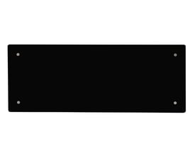 Adax Clea WiFi elradiator med sort glasfront, 1200W, vist forfra med fire monteringsskruer.