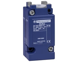 Schneider Electric endestopkrop ZCKJ, mærket XCKJ, med IP66 klassificering og 1CO kontakttype.