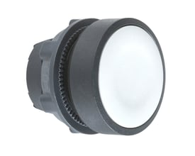 Schneider Electric Harmony Style 5 trykknap, model ZB5AA8, fremstillet i grå plast med en plan hvid trykflade.