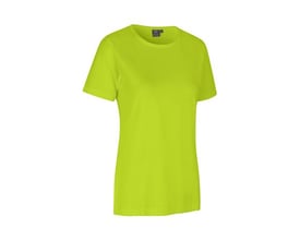 ID Identity T-shirt dame pro i limegrøn, str. S, med rund hals og let figursyet pasform, vist på hvid baggrund.