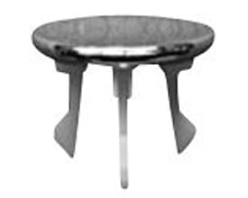 Duravit overløbskappe i forkromet metal til Duravit D-Code vaske, vist med tre ben.