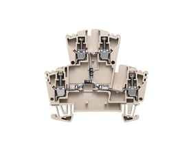 Weidmüller dobbeltklemme M/DIO. wdk 102350 med skrueterminal og elektronik, beige, til 2.5 mm² ledere og TS 35 DIN-skinne.