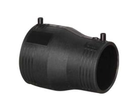 Georg Fischer ELGEF Plus reduktionsmuffe i sort PE100 materiale med dimensioner 90x63mm, SDR11 og PN16.