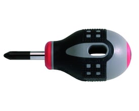Bahco Ergo skruetrækker PH1 med kort 25mm klinge, visuelt skilt med lyserød ende for nem identifikation.