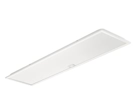 Hvidt Philips Lighting CoreLine RC132V LED-panel på 30 x 120 cm med sensor, 4000 lumen og 3000 K, set skråt forfra.