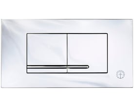 Gustavsberg Triomont XT toptryk i blank krom, fremstillet af plast med dobbeltskyl-funktion til topmontering.