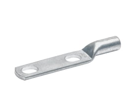 Klauke kabelsko med 2 huller til 70 mm² ledere, lavet af galvaniseret fortinnet kobber med tydelige pressemarkeringer.