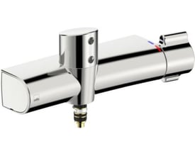 Oras Clinica håndvaskarmatur i krom med vægmontering, berøringsfri betjening og Bluetooth-funktion.