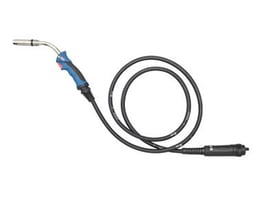 Abicor Binzel MB Grip 36 KD svejseslange på 5 meter med gaskøling, vist med kabel og stik på hvid baggrund.