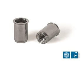 Bralo gevindnitte M6 x 14,5 mm i A2 rustfrit stål med undersænket hoved vist på hvid baggrund.