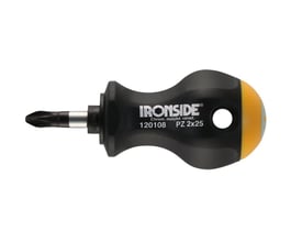 Ironside PZ2-tumlingsskruetrækker med 25 mm klinge, sort og orange håndtag samt Pozidriv-spids.