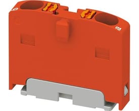 Phoenix Contact PTFIX 2X1,5 RD samleblok i rød med push-in tilslutning og grå monteringsfod til DIN-skinne.
