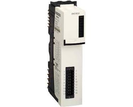 Schneider Electric Modicon STB kit, 40kHz tæller med 1 kanal, vist fra siden med tydelig mærkning og tilslutningsport.