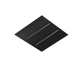 Sort LEDVANCE IndiviLED LED-panel på 600 x 600 mm med to rækker synlige lysdioder, 38 W og 3000 K.