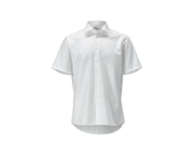 Mascot premium hvid skjorte med korte ærmer, 100% bomuld og moderne pasform, vist på hvid baggrund.