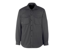 Mascot Greenwood arbejds skjorte i antracit, 100% bomuld, med stolpelukning og to brystlommer.