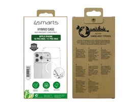 Emballagen til 4smarts Hybrid Case Ibiza viser det gennemsigtige cover med magnetring til iPhone 18 Pro Max og 17 Pro Max.