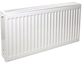 Purmo Compact C33 panelradiator i hvid, 300mm høj og 600mm lang, med 3 konvektorer og 3 plader.
