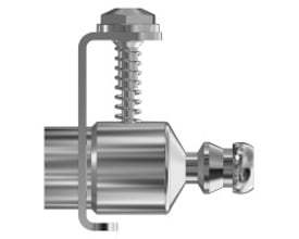 Keofitt 800086 Quick Coupling, W9 til M4 adapter i metal med synlig fjeder og skrue.