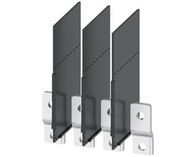 Siemens tilslutningsbarrer udvidet med 3 ledere og metalbeslag på hvid baggrund.