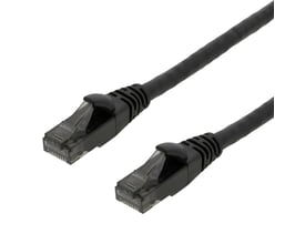 Sort Deltaco Cat6 patchkabel på 3 meter med RJ45-stik i hver ende og sort bøjelig TPE-kappe.