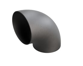 Indura 90° bøjning i P265GH stål, 406,4 x 6,3 mm, med en radius på 406 mm, viser den ensartede overflade.