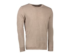 Bagfra af Seven Seas pullover i sand melange, XL, med rund hals og lange ærmer i merino uld.